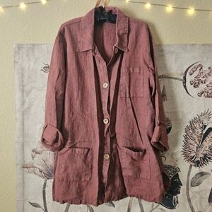 brick red linen jacket